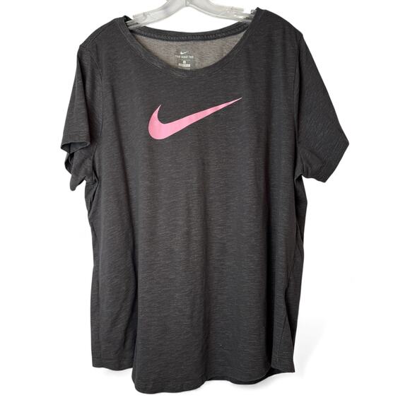 Nike Dri-Fit "The Nike Tee" Gray & Pink Swoosh Size 1X - Picture 2 of 7